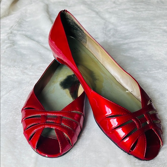 Stuart Weitzman Shoes - Stuart Weitzman Red Patent Leather Peep Toe shoes